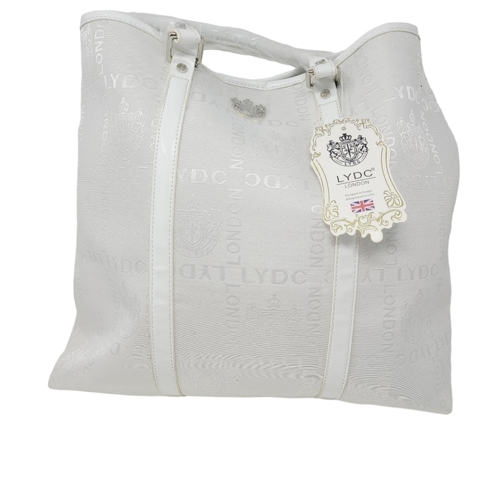 LYDC London | Women's White Logo Tote or Carry-On Satchel Bag (One Size)